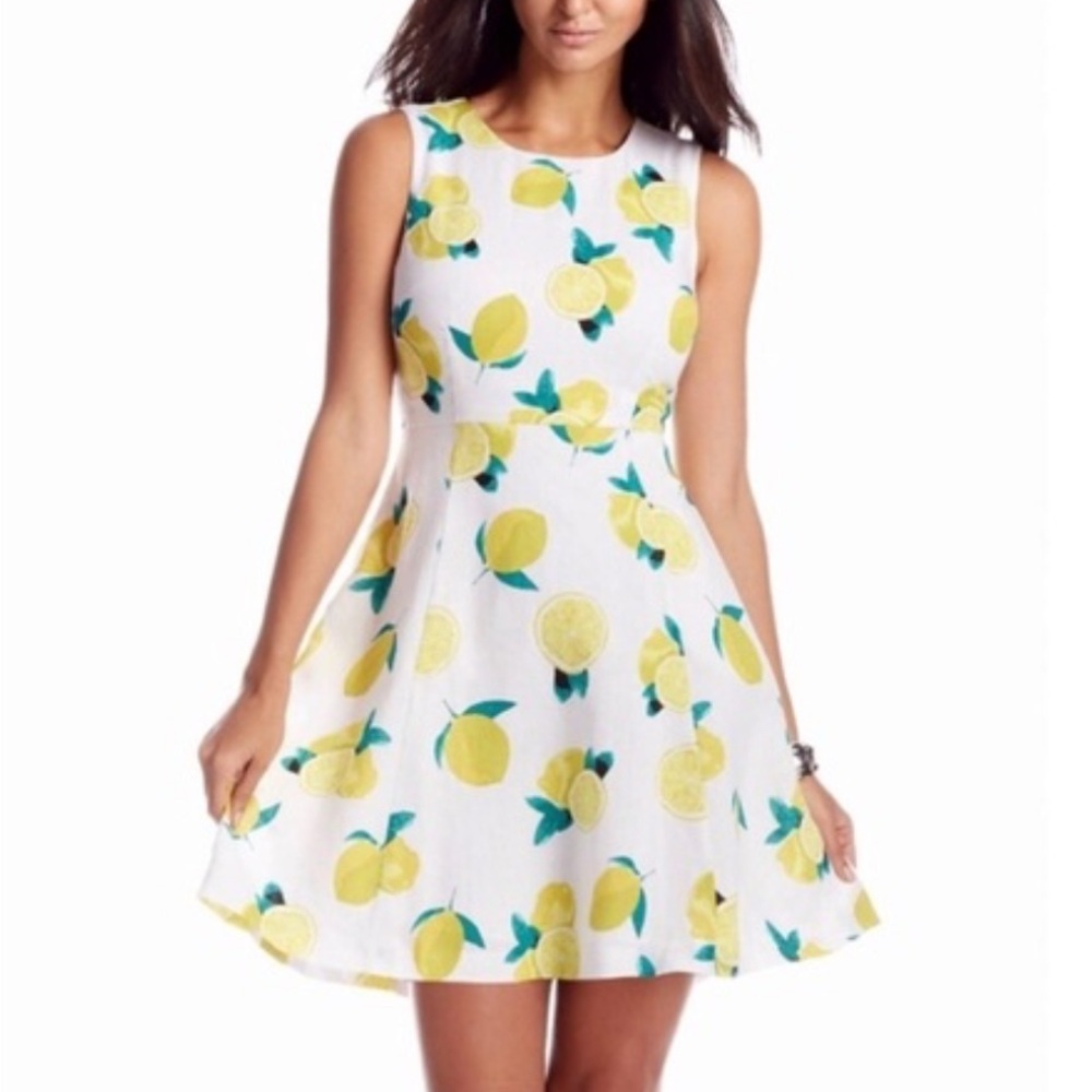 Cynthia Rowley Lemon Print Linen Sleeveless Dress Size 12